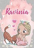 Ravinia: Taccuino A5 | Nome personalizzato Ravinia | Regalo di compleanno per moglie, figlia, sorella, mamma | Design: gatto | 120 pagine a righe, piccolo formato A5 (14.8 x 21 cm) (Italian Edition)