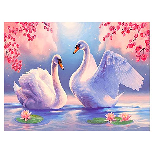 Kit Diamant Peinture Le lac des cygnes 70x140cm avec strass carrés ou ronds pour broderie