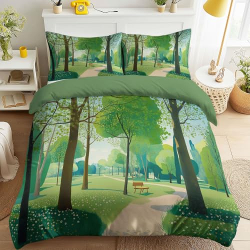 Housse de couette 160 x 200 microfibre douce avec fermeture éclair imprimé nature - 2