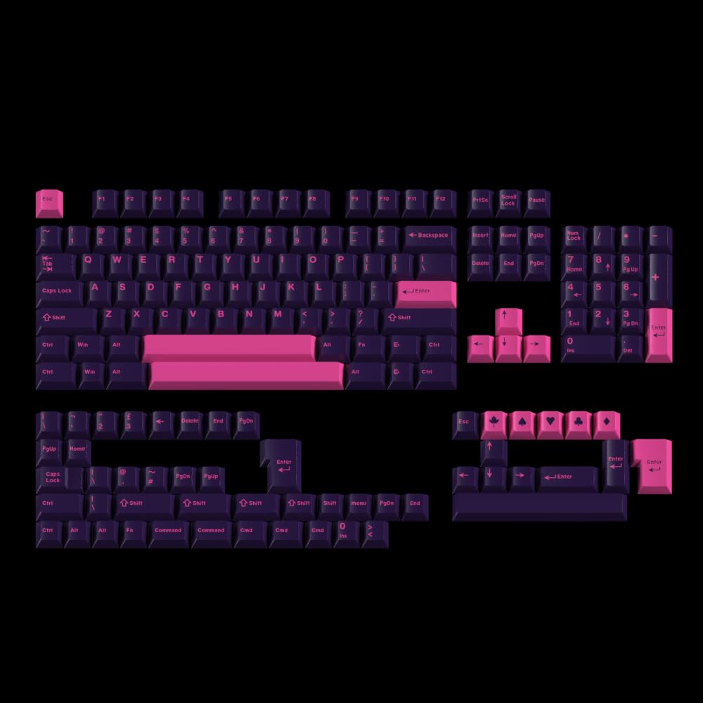 Purple Dye-sub Keycaps, 163 Keys Cherry Profile, Double Shot Keycaps Set, Custom Key caps for MX Switches Mechanical Keyboard(Rhythm)