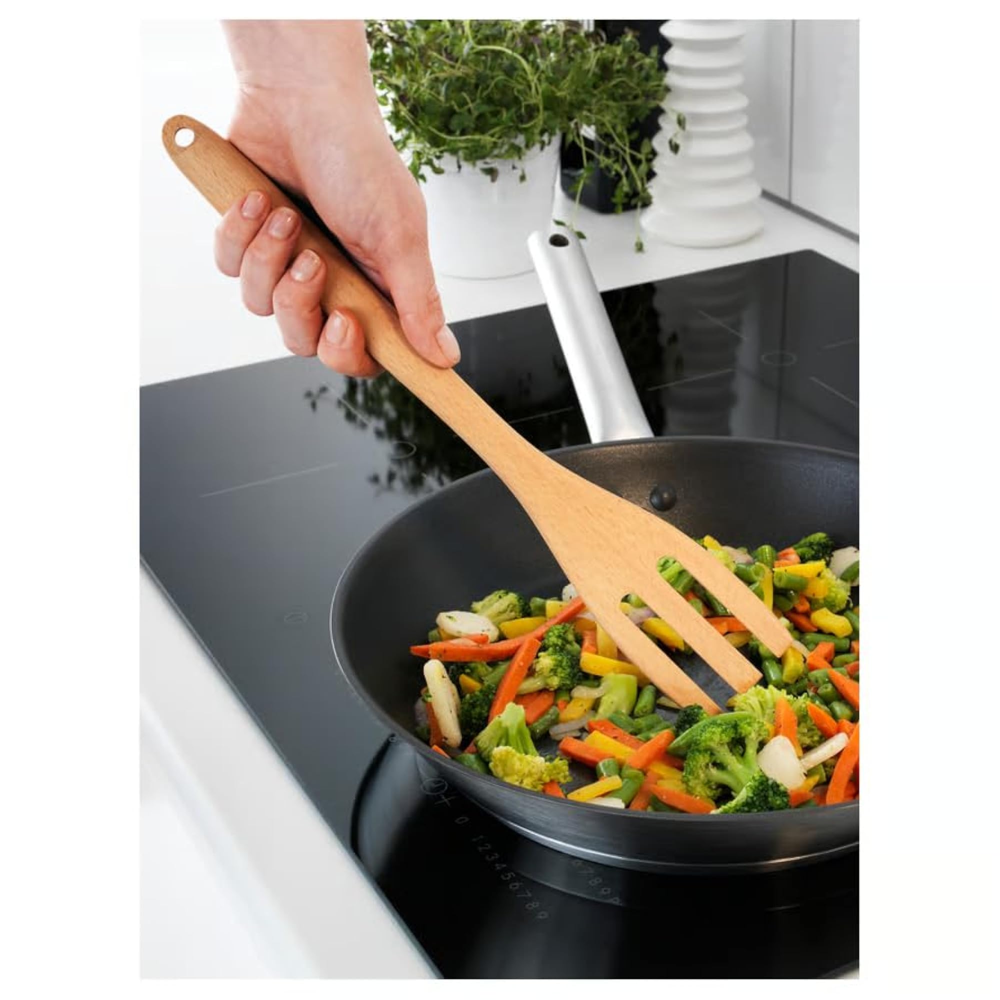 Solid Beech Wood Handwash Fork, Durable Finish