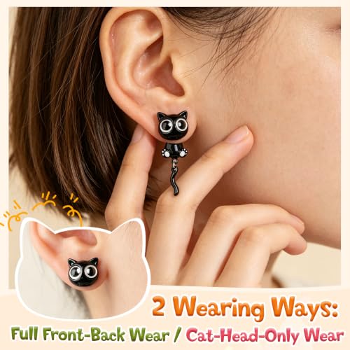 Cute Black Cat Stud Earrings   - image 2