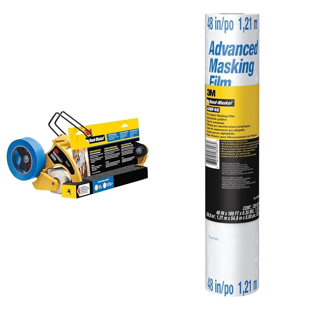 Hand-Masker Pre-assembled Masking Film & Tape - Use on Windows, Doors & Hand-Masker AMF48 Advanced Masking Film for Hand-Masker M3000, pre-folded, transparent, 121 cm x 54,8 m