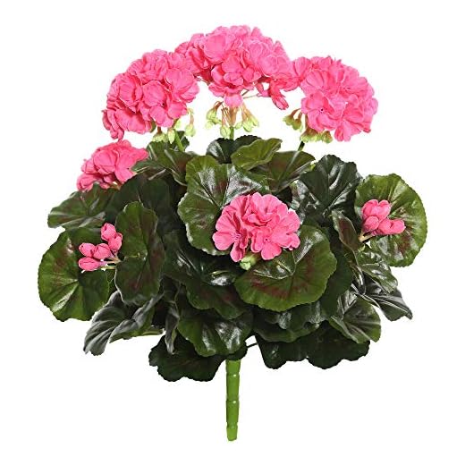 Vickerman Everyday Artificial Pink Geranium Bush 15.25" Long - Premium Faux Floral Decor for Wedding or Everyday Arrangements - Maintenance Free Flowers