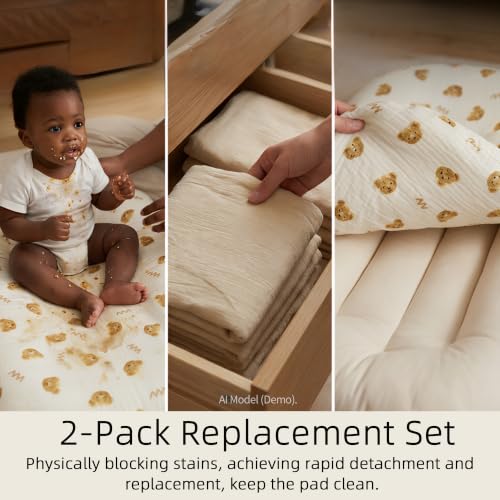 ASCENREST Muslin Baby Lounger Cover, 2 Pack, Cotton Slipcover, BearBrown — view 4