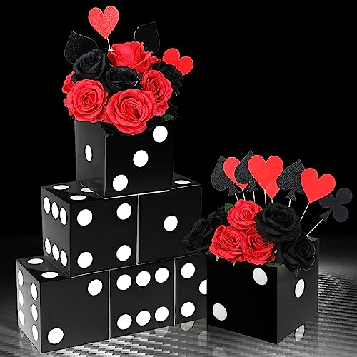Jexine 15 Pcs Casino Theme Party Decorations Dice Favor Boxes 7 X 7 X 7 Inches Gable Boxes For Party Favors Three Dimensional Dice Decor Dice Boxes For Centerpieces Casino Night Supplies (Black) #TOP8
