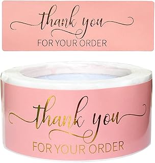 1" x 3" Thank You Stickers Roll, 2 Rolls 240 Pieces Thank You for Your Order Stickers for Business Boutiques Retailers, Self-Adhesive Stickers for Envelopes, Bags or Any Product Packages (Pink)