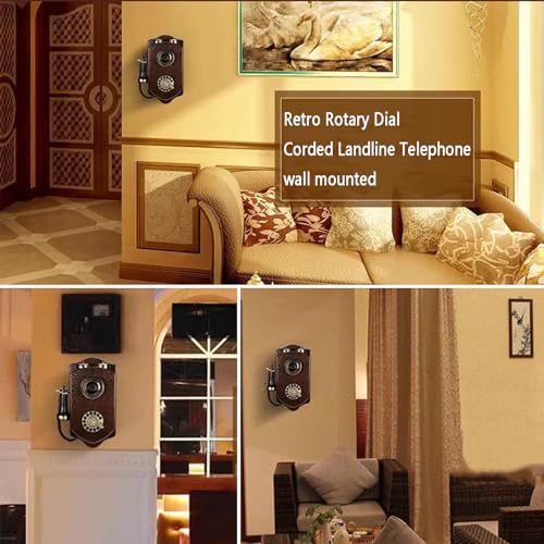 Teléfono de pared retro clásico con disco rotatorio miniatura 2