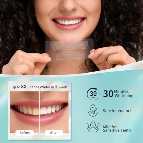 Image of Teeth Whitening Strips Kit Enamel-Safe Effectively 14 White Strips & 1 Pen | Fast-Acting Tooth Whitening In 30 Minutes, Non-Slip Dry & Ultra-Thin, Remove Coffee Stains, 7 Treatments Brighter 4+ Shades