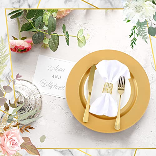 Zhehao 100 Pcs Charger Plates Bulk 13 Inch Round Wedding Chargers Plastic Plate Dinner for Wedding Party Baby Shower Table Setting Event Decoration(Gold)