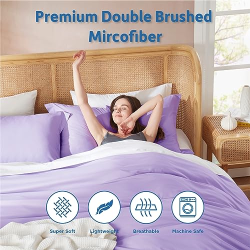 Nestl Twin Duvet Cover Set - Soft Double Brushed Lavender Duvet Cover Twin, 2 Piece Twin/Twin XL Duvet Cover with Button Closure, 1 Duvet Cover 68x90 inches and 1 Pillow Sham