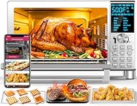 Nuwave Bravo XL Air Fryer Toaster Smart Oven, 12-in-1 Countertop Grill/Griddle Combo, 30-Qt XL Capacity, 50F-500F adjustable in precise 5F increments, Integrated Smart Thermometer, Linear T Technology