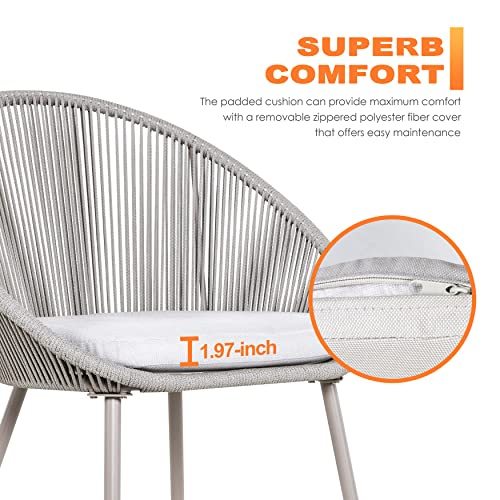 Nuu Garden 3 Piece Balcony Furniture With Cushions All Weather Patio Bistro Sets Outdoor Table And Chairs For Garden Deck And Backyard Gray #TOP3