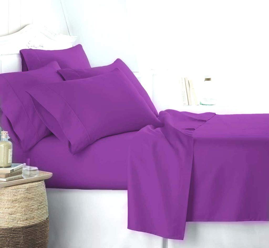 KBC linen 6 Piece Hotel Luxury Ultra-Soft 100 Cotton Bed Sheets Set 21 - 24 Deep Pocket Fitted