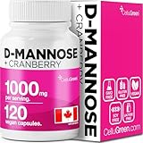 Fast-Acting D-Mannose with Cranberry Pills for UTI Treatment, Bladder and Urinary Tract Support, 1000mg per 2 capsule serving, Cranberry Supplement, Dandelion Extract, & Sorrel, Made in Canada, (120 count - Pack of 1)