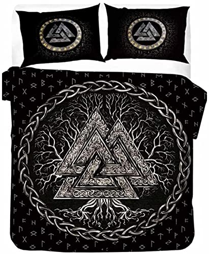 LUYAPOND Housse de Couette 220x240 Arbre Triangle Viking, Parure de Lit 3 Pièces avec Hypoallergénique Housse de Couette et 2 Taies d'oreiller 65x65 cm pour Ado Adulte