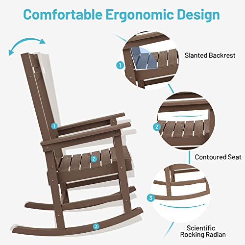 Cecarol Rocking Chair Outdoor, High Back Rocker Chair With 350Lbs Support, Comfortable Porch Chair For Adults, All-Weather Resistant (Cellular Structure Pattern), Coffee-Tfc5 #TOP6