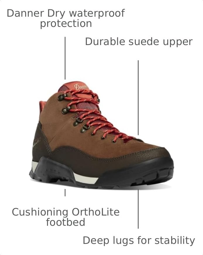 Image of Danner Panorama 6 inch Waterproof Hiking Boots for Men | Rich Suede Upper, Breathable Danner Dry Barrier, Comfort Footbed, Traction Outsole, PU-Coated Leather Rand