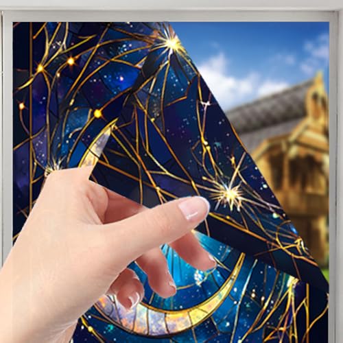 Image of Nuxovilar Frosted Moon Star Pattern Window Glass Film 17.7x39.4 in PVC