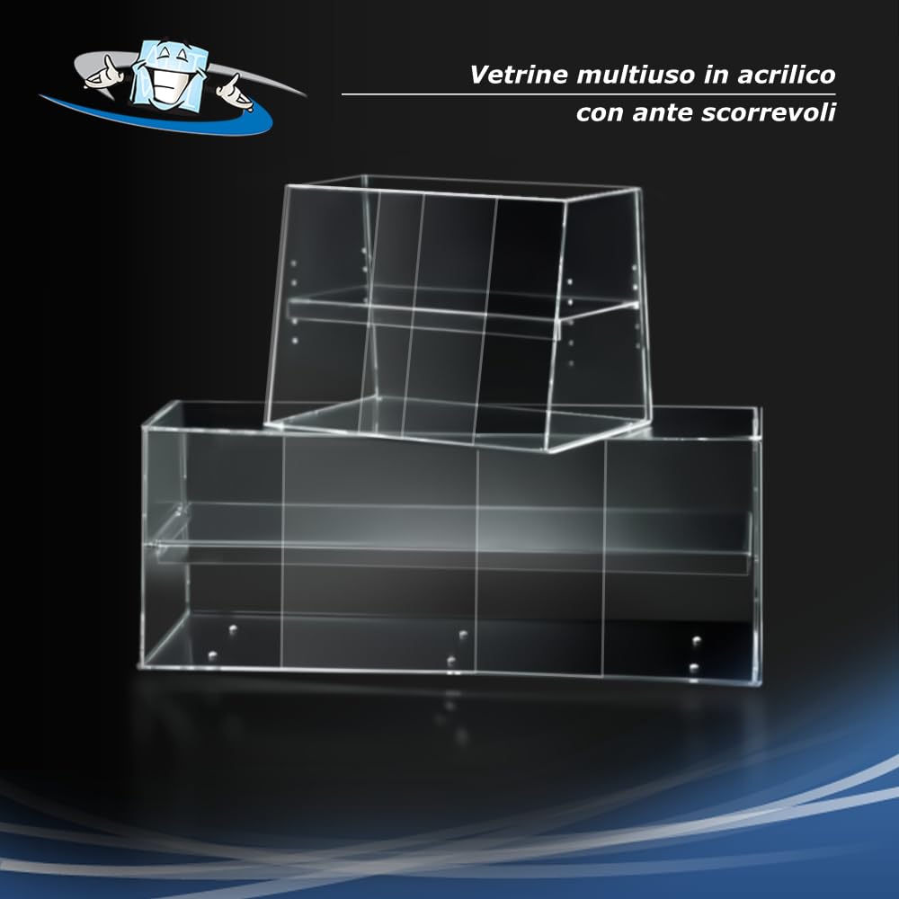 Vetrina Espositiva per Alimenti in plexiglass Trasparente – Espositore da Banco Multiuso con o Senza Sportello – Parafiato Igienico – Vari Modelli e Misure Disponibili