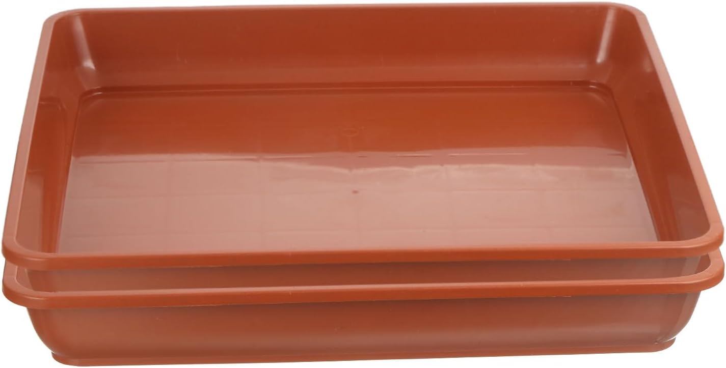 PATIKIL 21 Inch Plant Saucer Tray, 2 Pack Plastic Square Plant Saucer Large Deep Plant Pot Saucers Heavy Flower Planter Drip Tray for Indoors Outdoors Plants, Terracotta