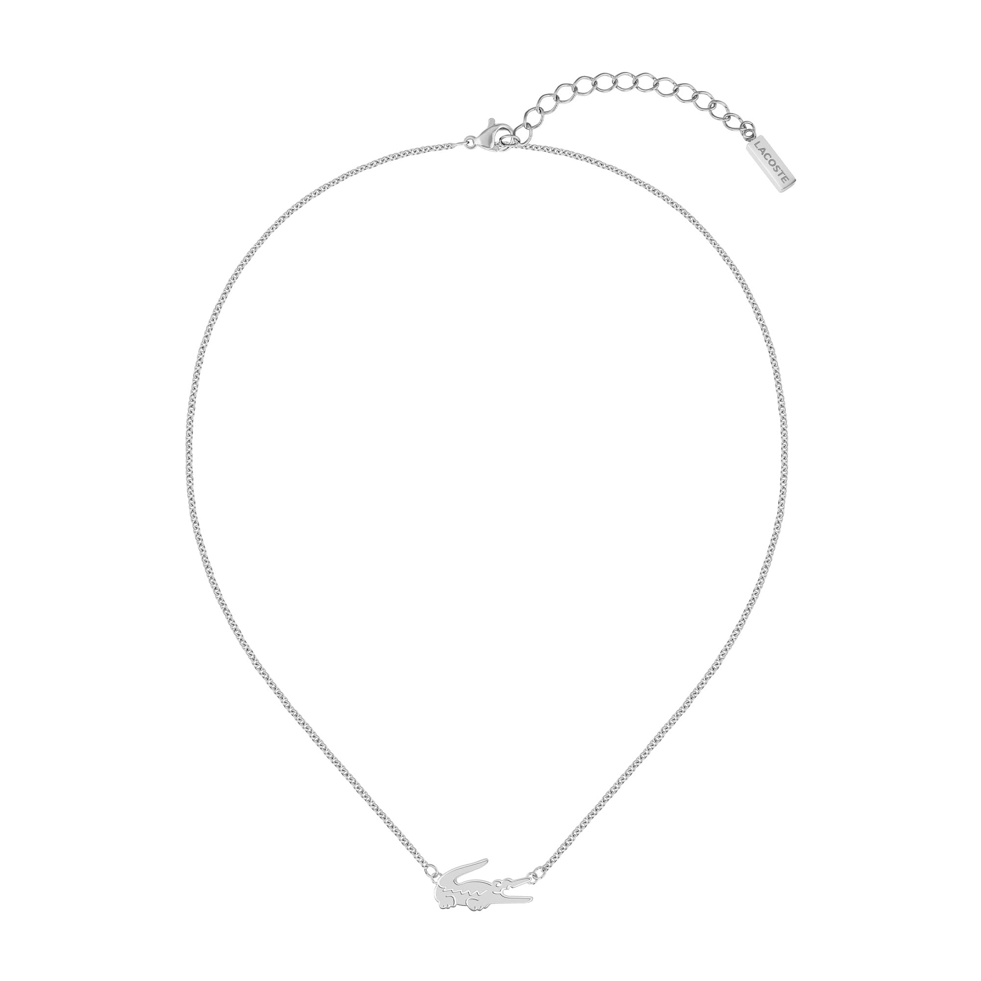 Lacoste Women's CROCODILE Collection Pendant Necklace available in silver, yellow gold or carnation gold