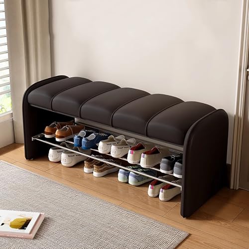 Banco de entrada con zapatero, tapizado en piel sintética, moderno organizador de zapatos, banco para pie de cama para entrada, dormitorio, armario, sala de estar y pasillo (100 cm/39,3', ne