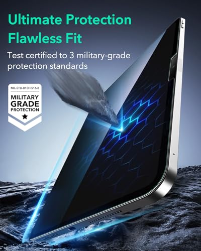 Image of ESR 2 Pack Armorite Screen Protector for iPad Air 11 Inch M3 /M2 (7th /6th Generation, 2025 /2024), 9H Tempered-Glass Screen Guard with Easy Application Tray, Military-Grade Protection Film, HD Clarity