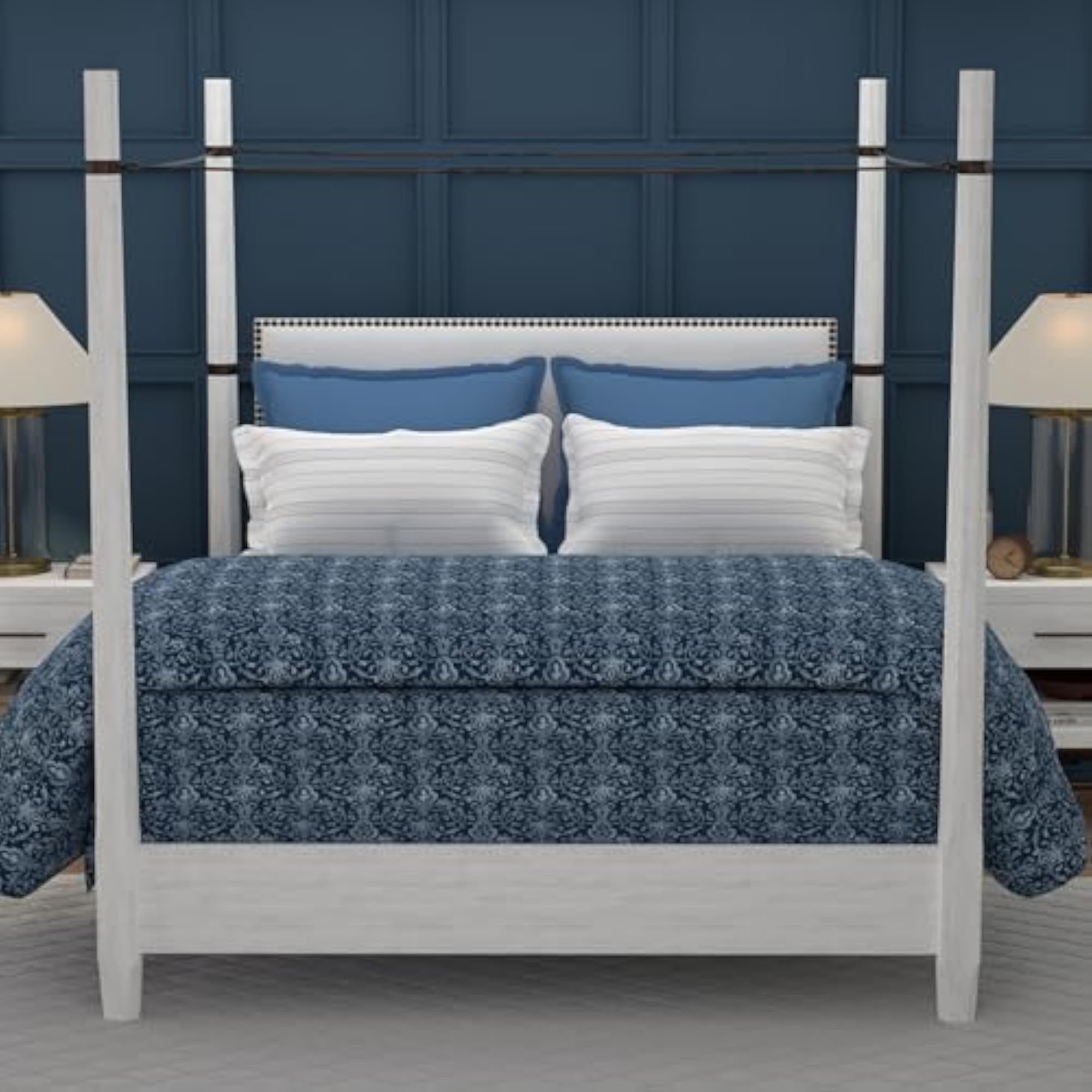 Trident Classic Mood Indigo 100% Cotton King Size Bedsheet Set