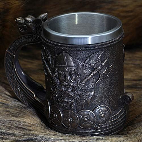 GuoShuang Viking Ship Draon Drakkar Tankard Mug Nordic Beer Cup Large Size