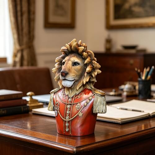 Estatua Busto León Real Rojo de Resina 14"x11"x7.8" miniatura 5