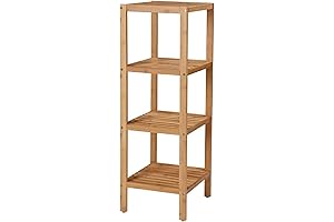SONGMICS 4-Tier Bamboo Shelf Organizer for Space-Saving Storage