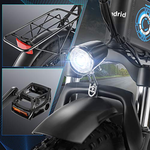 Speedrid Folding Electric Bike Fat Tire Electric Bike 20\" 4.0, 500W Powerful Motor, 36V 12.5Ah Removable Battery and Professional 6 Speed