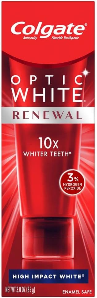 Colgate Optic White Renewal Teeth Whitening Toothpaste, High Impact White, 3 oz Tube