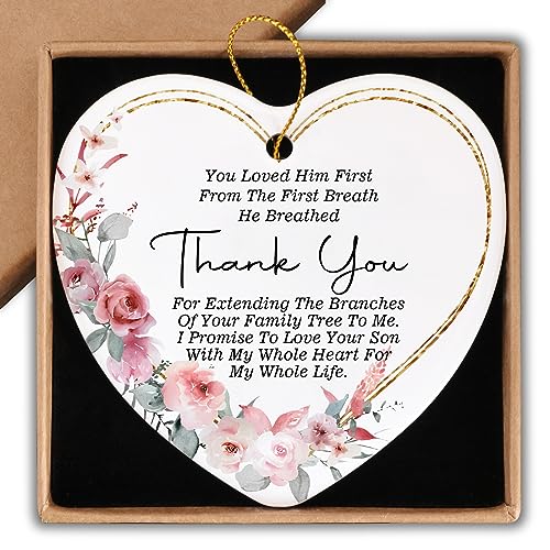 Adorno de boda de novia para madre del novio, letrero de recuerdo, placa de corazón, regalo de agradecimiento para suegra de nuera, adorno de Navidad regalo para suegra