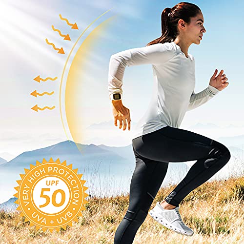 Image of Women's Long Sleeve UPF 50+ UV Sun Protection Shirts Athletic Rash Guard Swim Shirt /Hoodie for Outdoor Diving Hiking