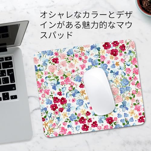 【Seorsok】 マウスパッド 疲労軽減 かわいい ゴム底 ドゲーミング ピンク マウスマット 装飾 パーソナライズ デスクマット 滑り止め 水洗い 耐久性良い 柔軟 おしゃれ オフィス/ホーム用 適度な表面摩擦 9.5 X 7.8 インチ，ピンク花2