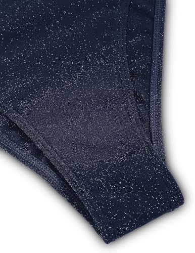 ZAFUL Women's Glitter Swimsuit Sexy 1 Piece Metallic Shiny Bathing Suit Cutout High Cut Tie Back Swimwear Dark Blue M — view 6