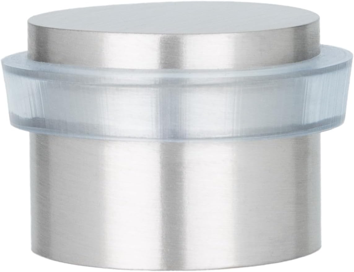 Adhesive Door Stop | Ø24x20mm | Stainless Steel-Transparent Rubber | Strong Adhesion | 100% Functional | Mod. I-163TAM