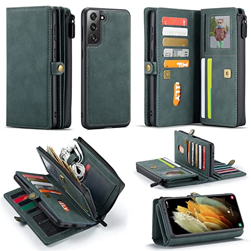 Étui portefeuille cuir Samsung S20 FE avec fermeture éclair anti-perte pour cartes et monnaie