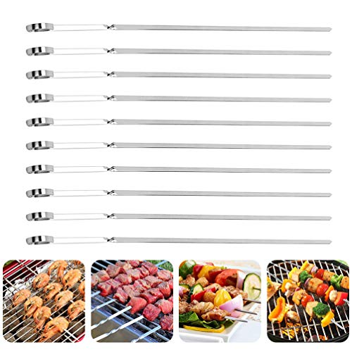 Espetos de espetos de canudo de aço inoxidável Doitool, 10 peças, espetos para churrasco, espetos de