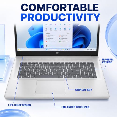 Image of HP 17.3 inch HD+ Touchscreen Laptop, AMD Ryzen 5 7430U 6-Core Processor, 64GB DDR4 RAM, 2TB PCIe NVMe SSD, Wi-Fi 6, 720p HD Camera with Privacy Shutter, Numeric Keypad, Fast Charge, Windows 11 Home