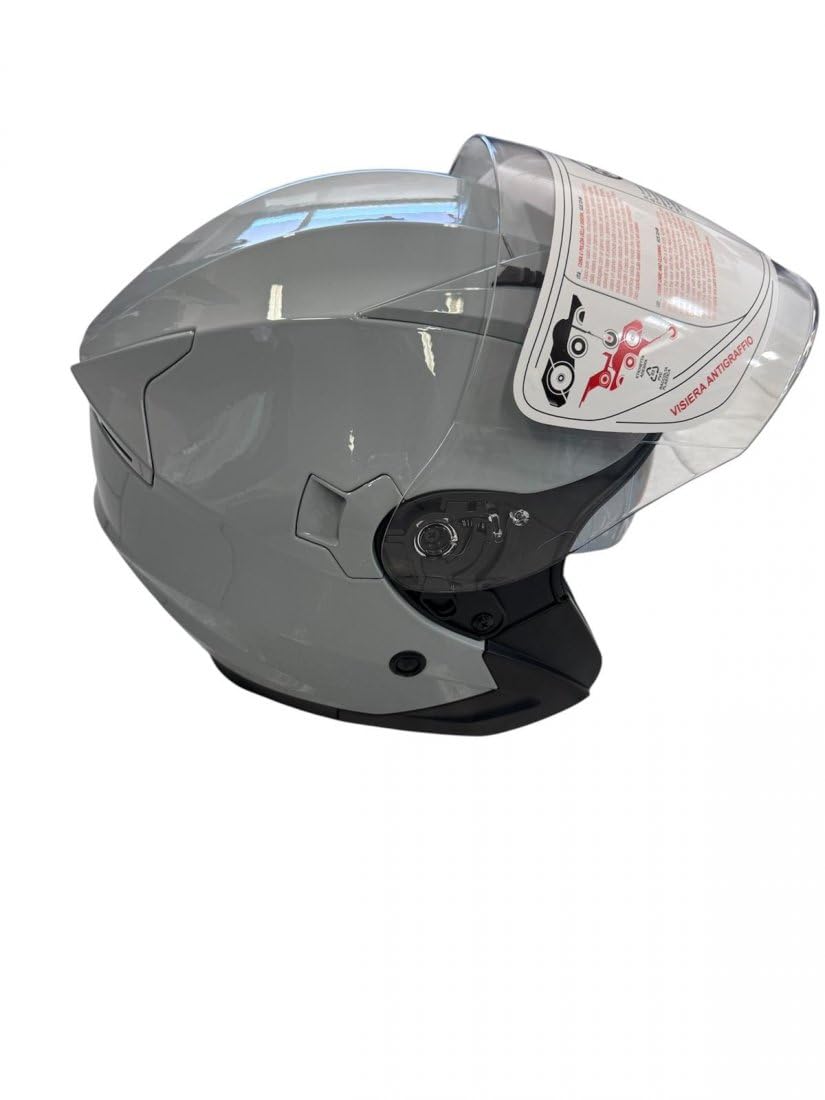 TOP DRIVE Casco Jet Moto Scooter Omologato ECE 22 Città DOPPIA VISIERA Antigraffio tg l grigio