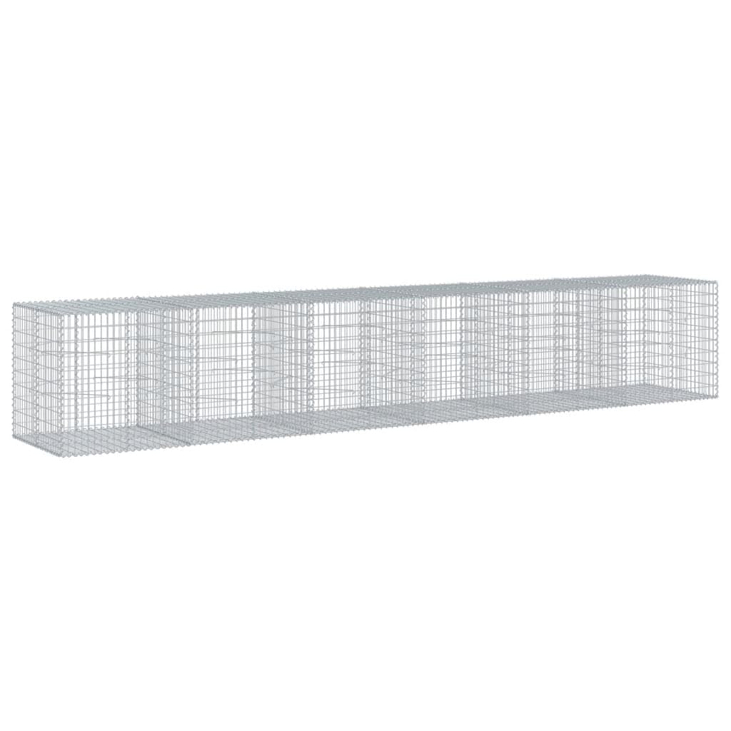 Gavión con tapa, 600 x 100 x 100 cm, cesta de piedra, hierro galvanizado | Cesta de piedra resistente para jardín y exterior para diseñar paredes de privacidad y muros de contención resistentes.