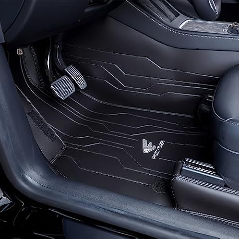Luxury Car Mats 360° Surrounded Organic Silicone Leather Car Floor Mats Custom Fit for Model Y 2020-2023 Black Cover