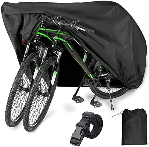 EUGO Bike Cover for 2 or 3 Bikes Outdoor Waterproof Bicycle Motorcycle Covers XL XXL Oxford Fabric Rain Sun UV Dust Wind Proof for Mountain Road Electric Bike (Black-210D-XL for 2 Bikes)