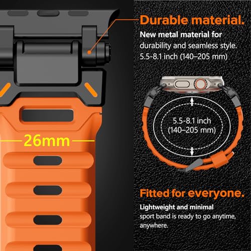 Image of KADES Rugged TPU Sport Band for Apple Watch Ultra 3 /2 /1 49mm, Metal Connectors for Apple Watch Series 11 /10 /SE3 46mm Series 9 /8 /SE2 /7 /6 /SE /5 /4 /3 /2 /1 45mm /44mm /42mm