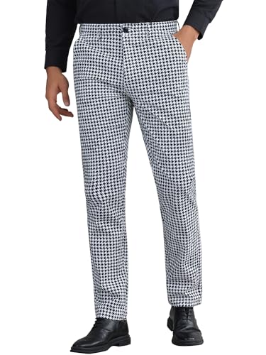 Lars Amadeus Plaid Dress Pants for Men's Flat Front Straight Fit Formal Business Long Suit Pants Checked Trousers