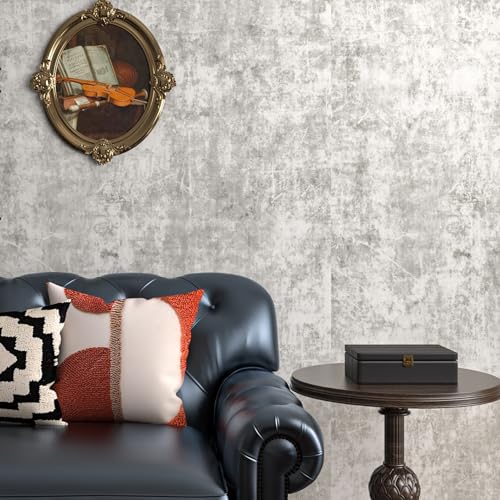 Livelynine 15.8x394 Inch Peel and Stick Concrete Wallpaper Textured Masculine