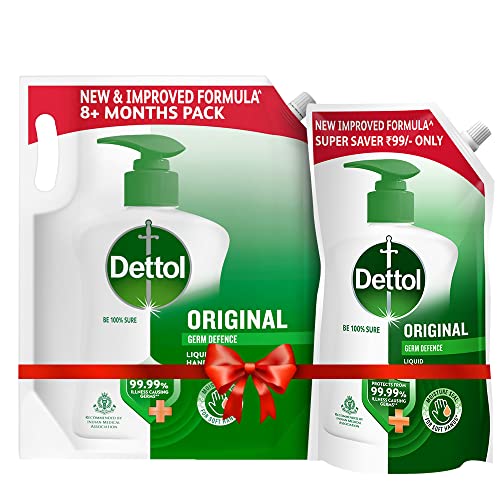 Image of Dettol Liquid Hand wash Refill Original -1500 ml & Liquid Handwash Refill - Original Germ Protection Hand Wash (Buy 1 Get 1 Free - 750ml each)| Antibacterial Formula | 10x Better Germ Protection